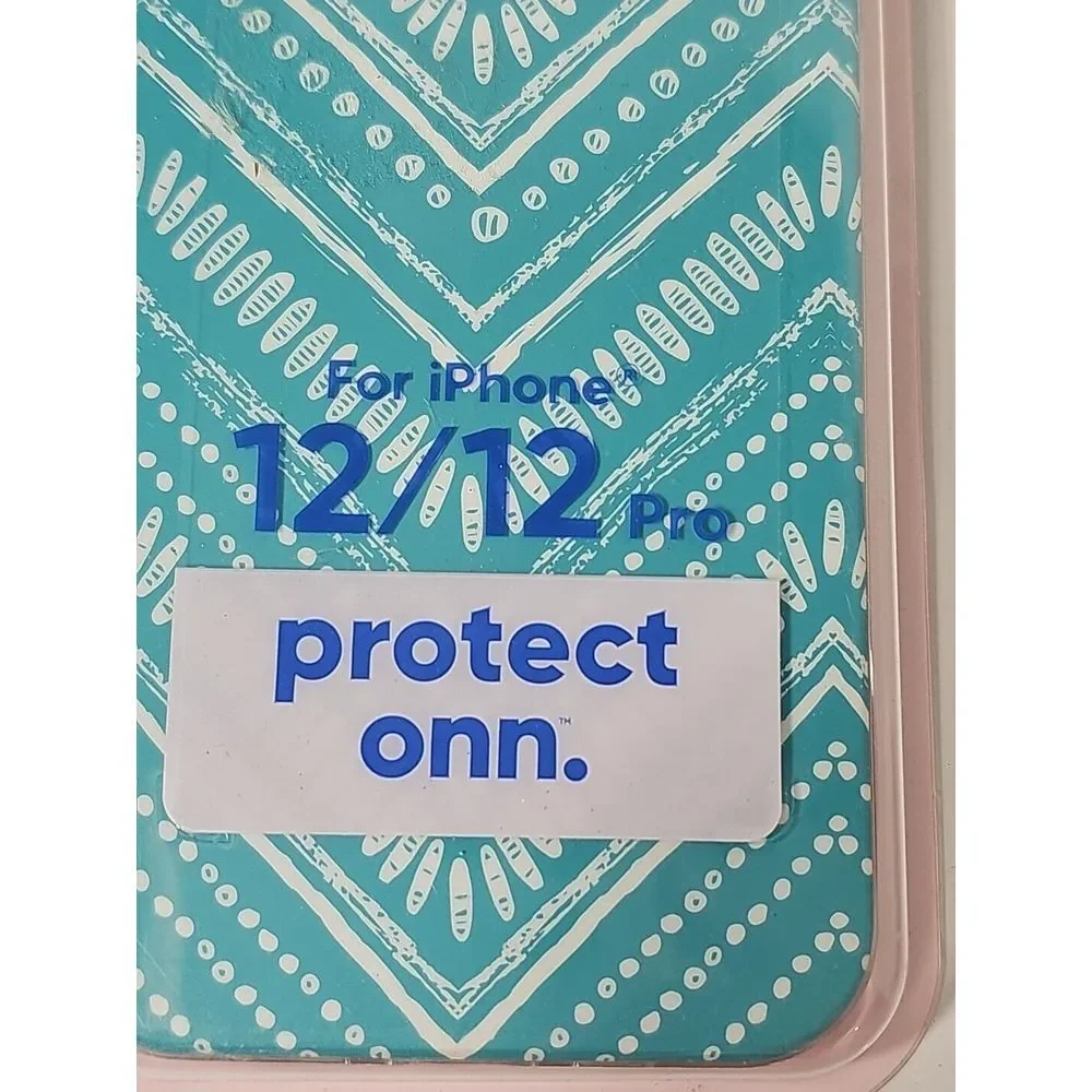 onn. iPhone Phone Case 12 /‎ 12 Pro Durable Gel Aztec Print Cellphone Protector
